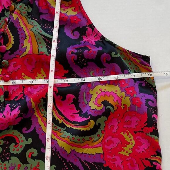 J. Crew Silk Paisley Sleeveless Round Collar Button Blouse, Shirt, Size 2 - Picture 11 of 12